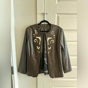 Vintage Western Brown & Cream Leather Jacket